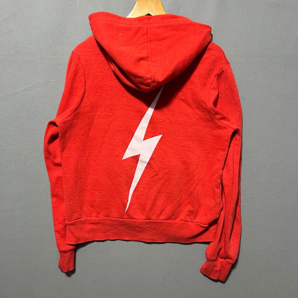 Aviator Nation Red Lightning Bolt Full Zip Hoodie Small Made in USA